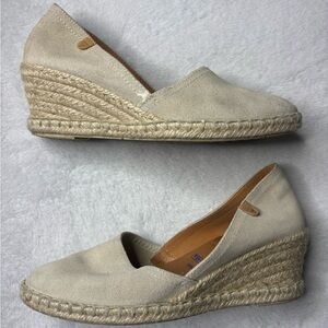 Beige Suede Espadrille Wedge Slip-On - Women